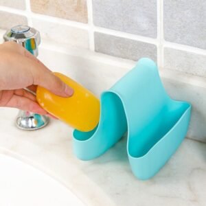 Kitchen Organizer Sink Caddy Blue Storage Sponge Holder Clean Tidy Home Dishwashing Accessory Modern Durable Efficient - Image 3