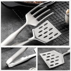 BBQ Grill Tongs Stainless Steel Spatula Fork Food Flipper Tool – Fork&Flip - Image 13
