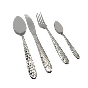 Cutlery Dining Flatware Stainless Luxury Lunalux Cutlery Set Hammered Silver 16 Piece Dining Flatware Stainless Steel